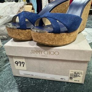 Jimmy Choo Navy Wedge Sandals